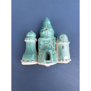 Handmade Turquoise Pottery Fairy House By Audrey McKeon